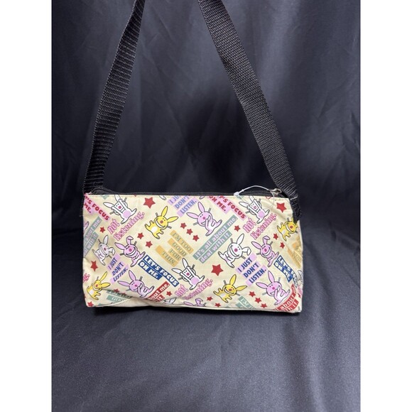 Vintage Y2K Jim Benton "It's Happy Bunny" Printed Shoulder Bag - Sassy Quotes - Picture 2 of 12
